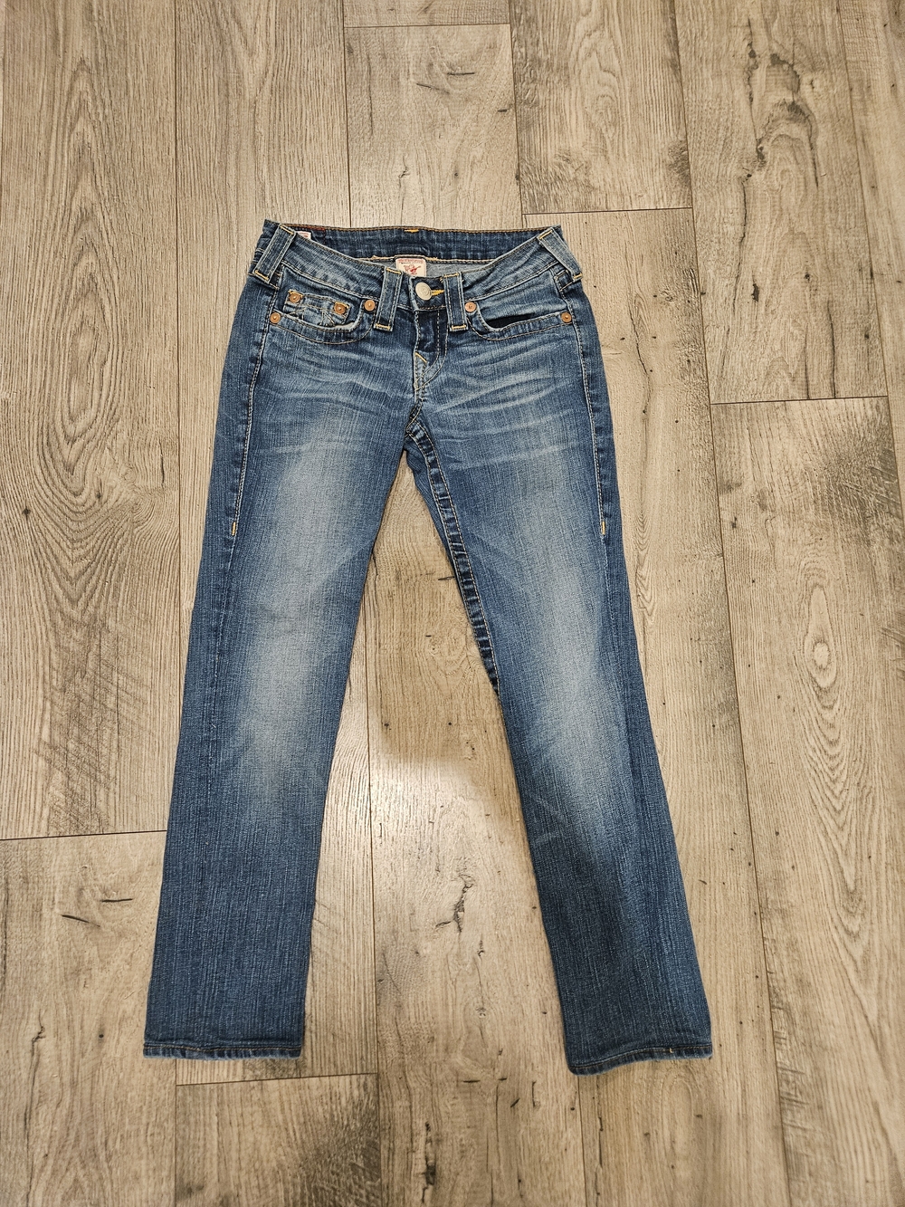 Vintage True Religion Light Wash Blue Low Rise Straight-Leg Jeans Sz. 25